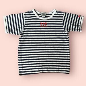 VTG OshKosh B'gosh Blue White Ringer T-Shirt Sz 6x USA New Striped Embroidered
